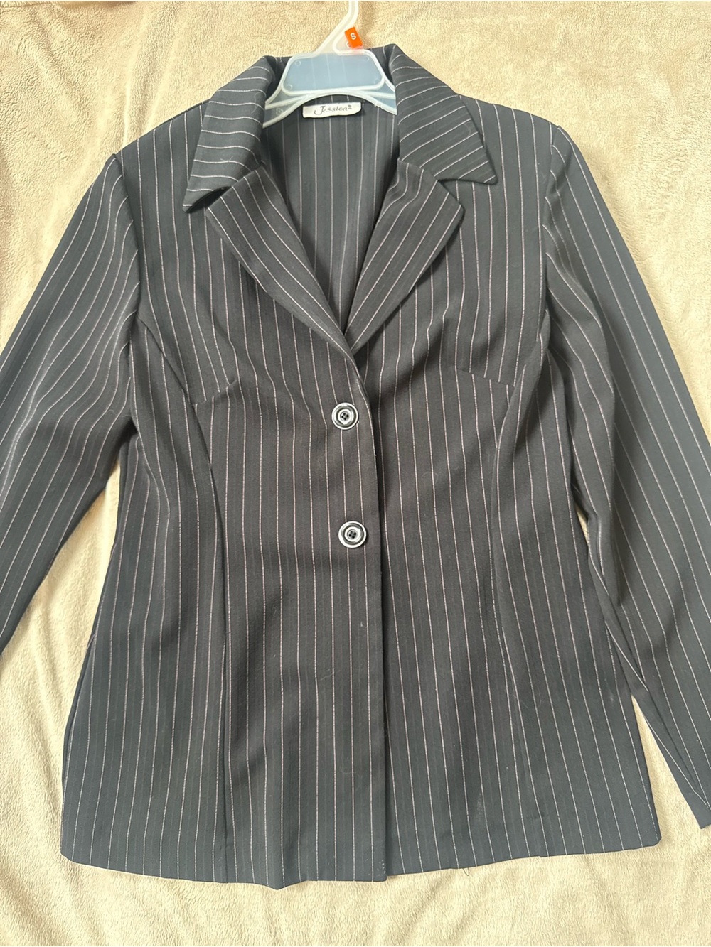 Women’s Pinstripe Blazer Jacket - Charcoal Gray